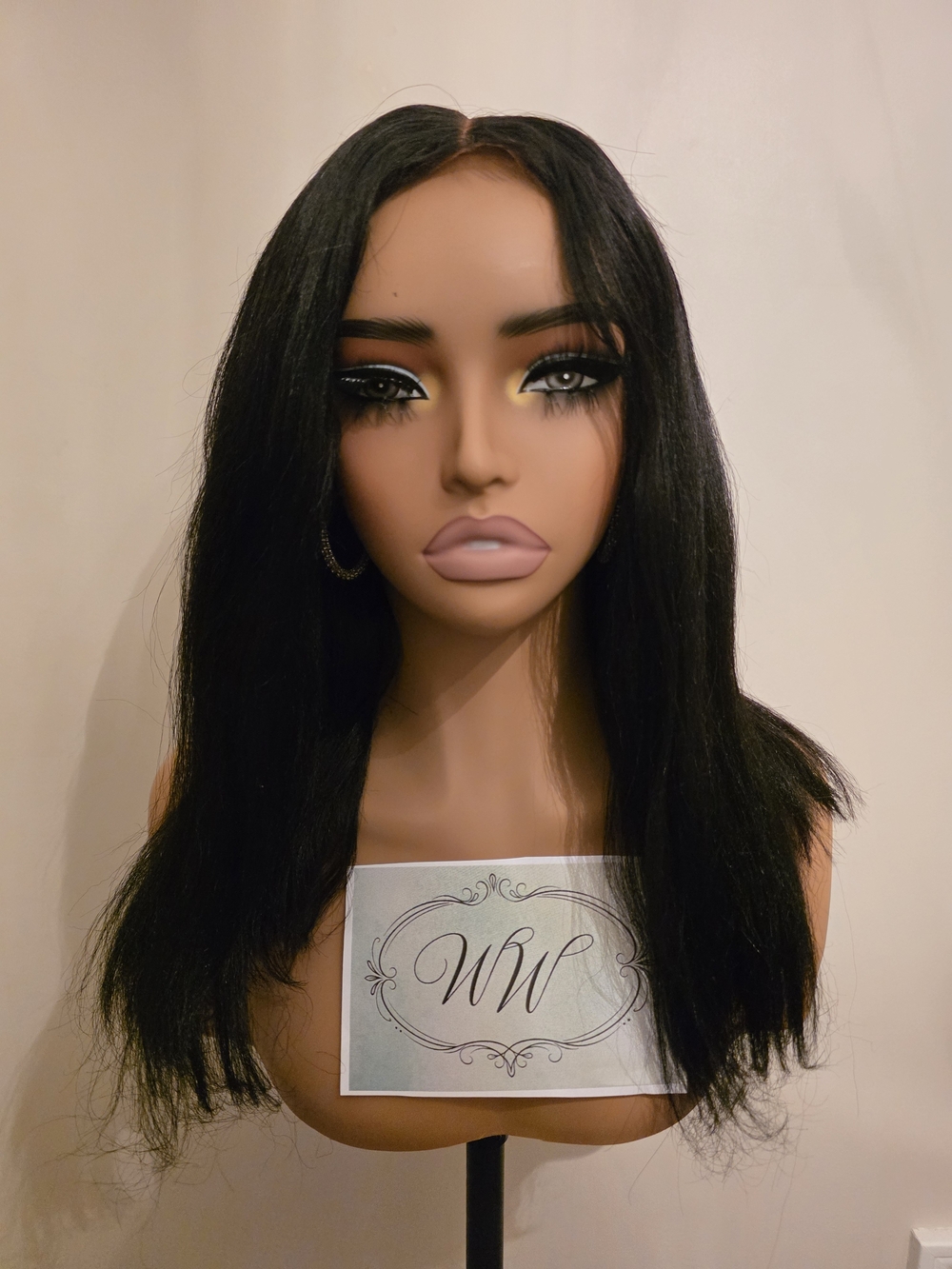 Yaki Straight Black Human Hair Wig - Realistic Effect